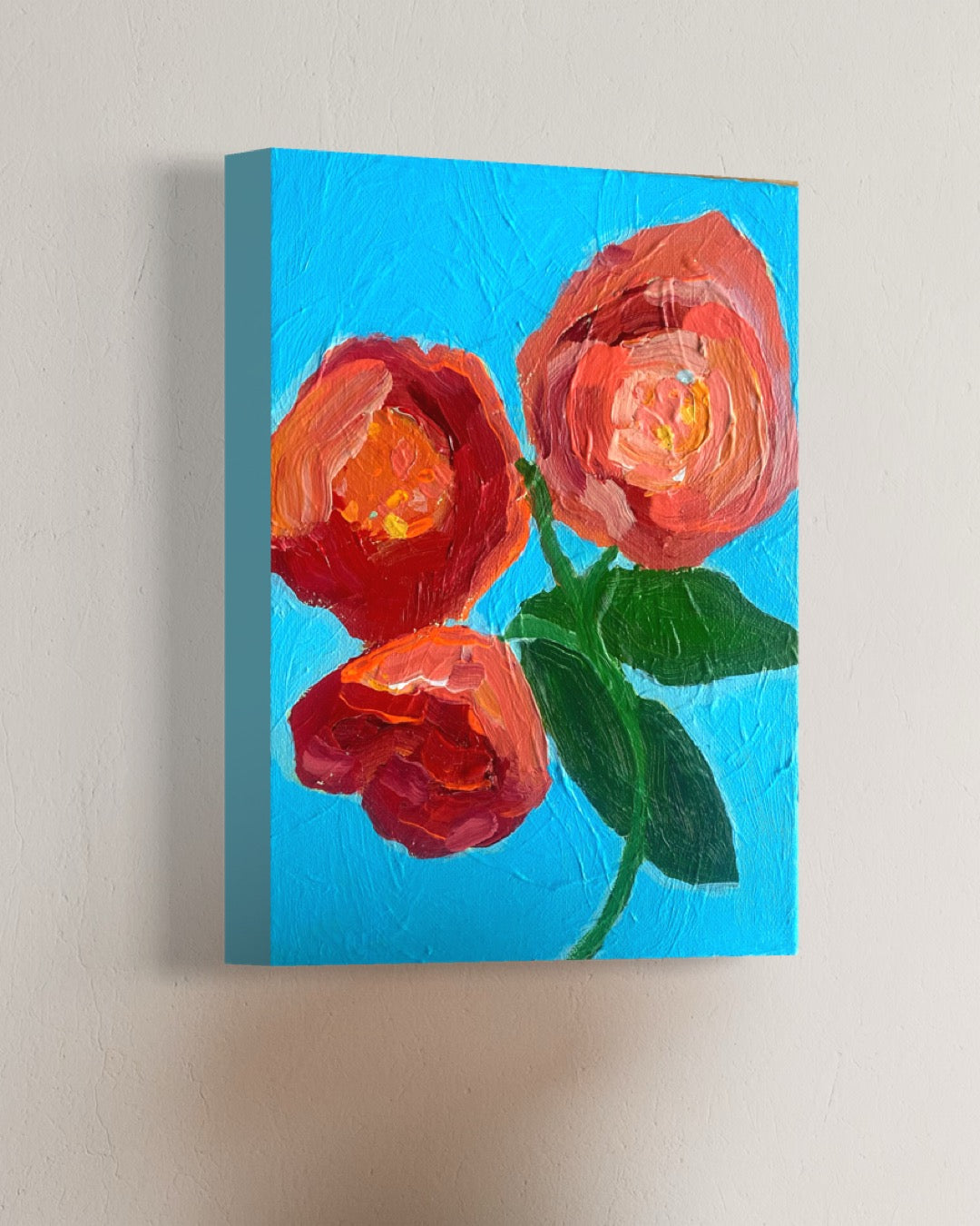 camellia on blue
