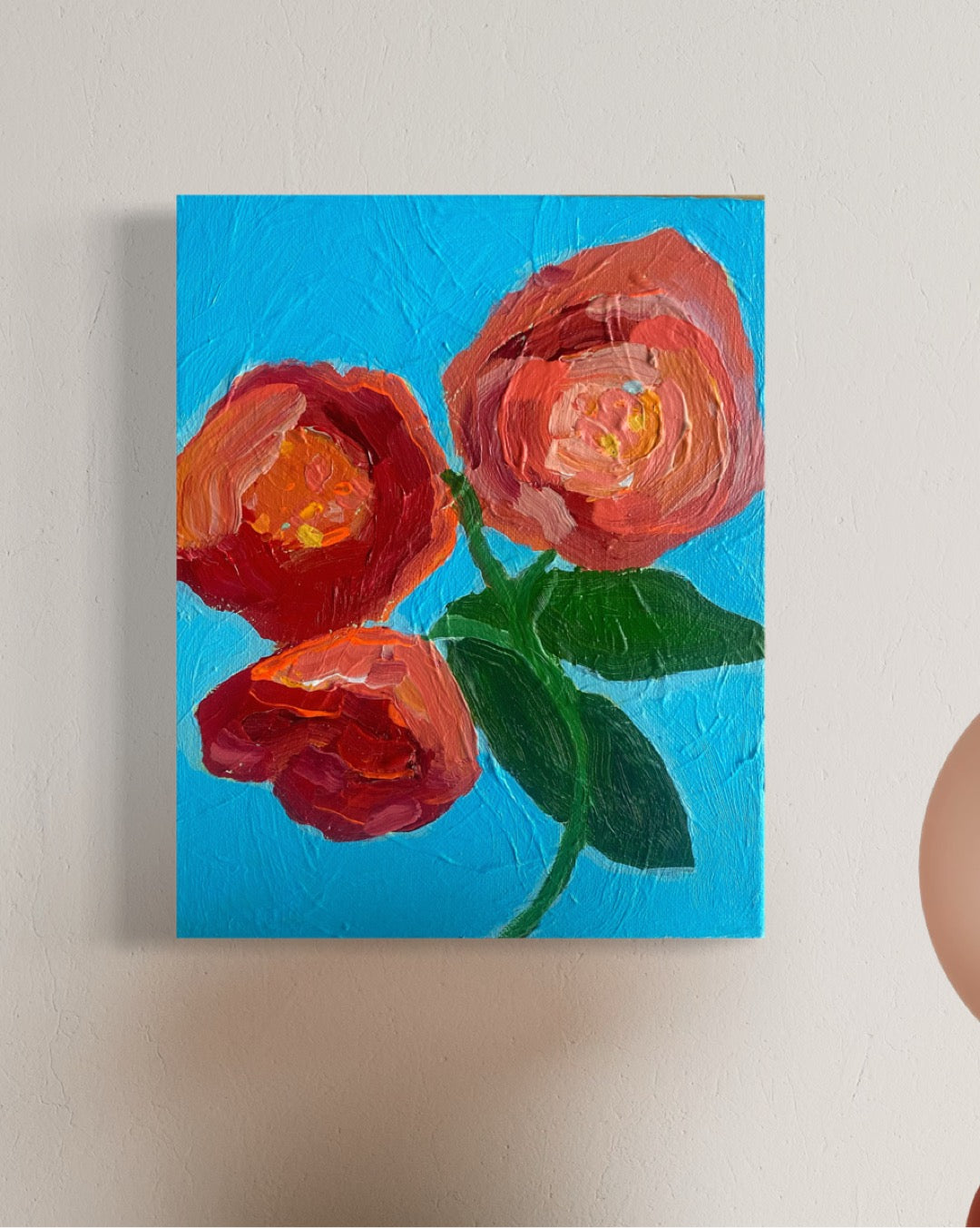 camellia on blue